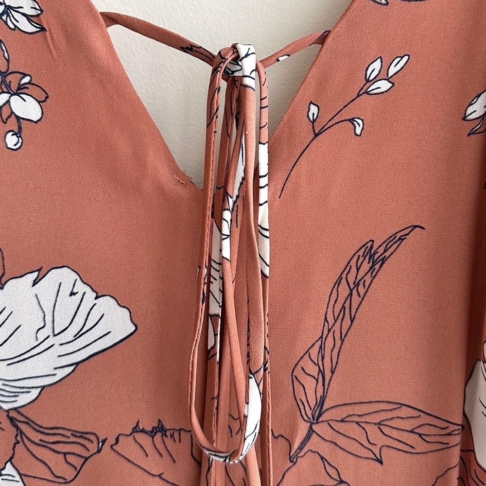 Sienna Sky Floral Cutout Wide Leg Jumpsuit, Peach/White, Summer/Spring, Small - Picture 13 of 16
